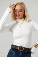 Κορμάκι με ψηλό λαιμό και thumb holes λευκό