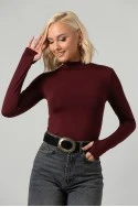 Κορμάκι με ψηλό λαιμό και thumb holes μπορντό