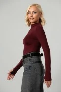 Κορμάκι με ψηλό λαιμό και thumb holes μπορντό