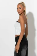 Crop top σε στυλ κορσέ με βολάν λευκό Crop top σε στυλ κορσέ με βολάν λευκό