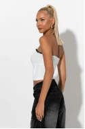 Crop top σε στυλ κορσέ με βολάν λευκό Crop top σε στυλ κορσέ με βολάν λευκό