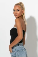 Crop top σε στυλ κορσέ με βολάν μαύρο Crop top σε στυλ κορσέ με βολάν μαύρο