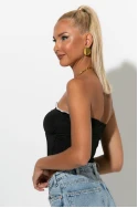 Crop top σε στυλ κορσέ με βολάν μαύρο Crop top σε στυλ κορσέ με βολάν μαύρο