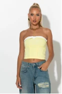 Crop top σε στυλ κορσέ με βολάν κίτρινο Crop top σε στυλ κορσέ με βολάν κίτρινο