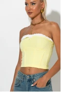 Crop top σε στυλ κορσέ με βολάν κίτρινο Crop top σε στυλ κορσέ με βολάν κίτρινο