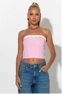 Crop top σε στυλ κορσέ με βολάν ροζ Crop top σε στυλ κορσέ με βολάν ροζ