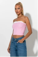 Crop top σε στυλ κορσέ με βολάν ροζ Crop top σε στυλ κορσέ με βολάν ροζ