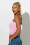 Crop top σε στυλ κορσέ με βολάν ροζ Crop top σε στυλ κορσέ με βολάν ροζ