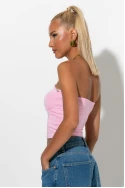 Crop top σε στυλ κορσέ με βολάν ροζ Crop top σε στυλ κορσέ με βολάν ροζ