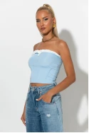 Crop top σε στυλ κορσέ με βολάν σιέλ Crop top σε στυλ κορσέ με βολάν σιέλ