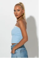 Crop top σε στυλ κορσέ με βολάν σιέλ Crop top σε στυλ κορσέ με βολάν σιέλ