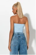 Crop top σε στυλ κορσέ με βολάν σιέλ Crop top σε στυλ κορσέ με βολάν σιέλ
