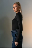 Μπλούζα με φερμουάρ και thumb holes μαύρο
