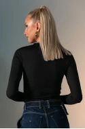 Μπλούζα με φερμουάρ και thumb holes μαύρο