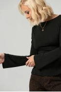 Μπλούζα με δέσιμο στην πλάτη και ιδιαίτερα μανίκια μαύρο