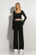Crop top μακρυμάνικο με άνοιγμα στα μανίκια και δέσιμο στην πλάτη μαύρο Crop top μακρυμάνικο με άνοιγμα στα μανίκια και δέσιμο στην πλάτη μαύρο