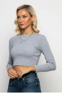 Crop top ριπ μακρυμάνικο γκρι Crop top ριπ μακρυμάνικο γκρι