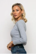 Crop top ριπ μακρυμάνικο γκρι Crop top ριπ μακρυμάνικο γκρι