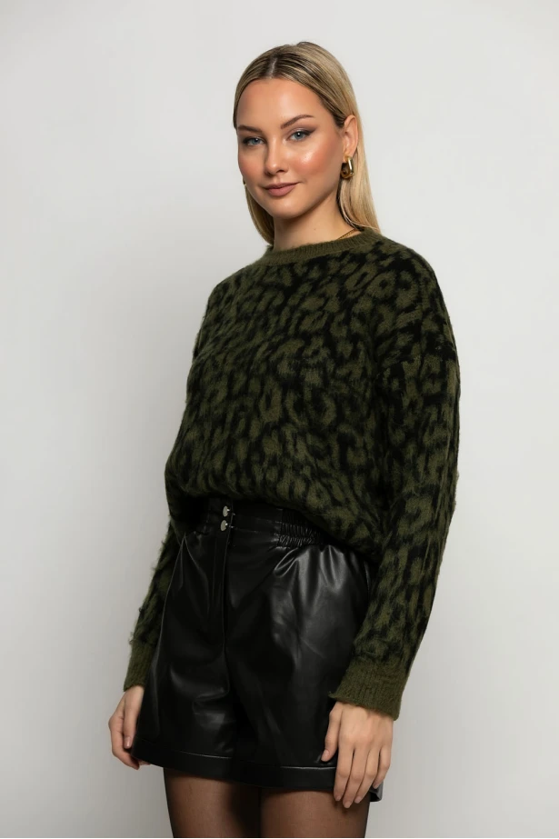 Πλεκτό leopard print πράσινο