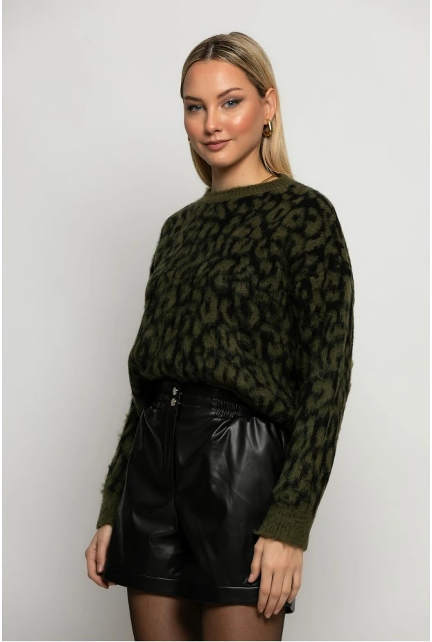 Πλεκτό leopard print πράσινο