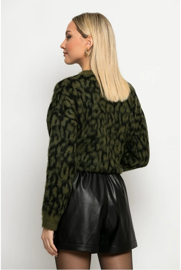 Πλεκτό leopard print πράσινο