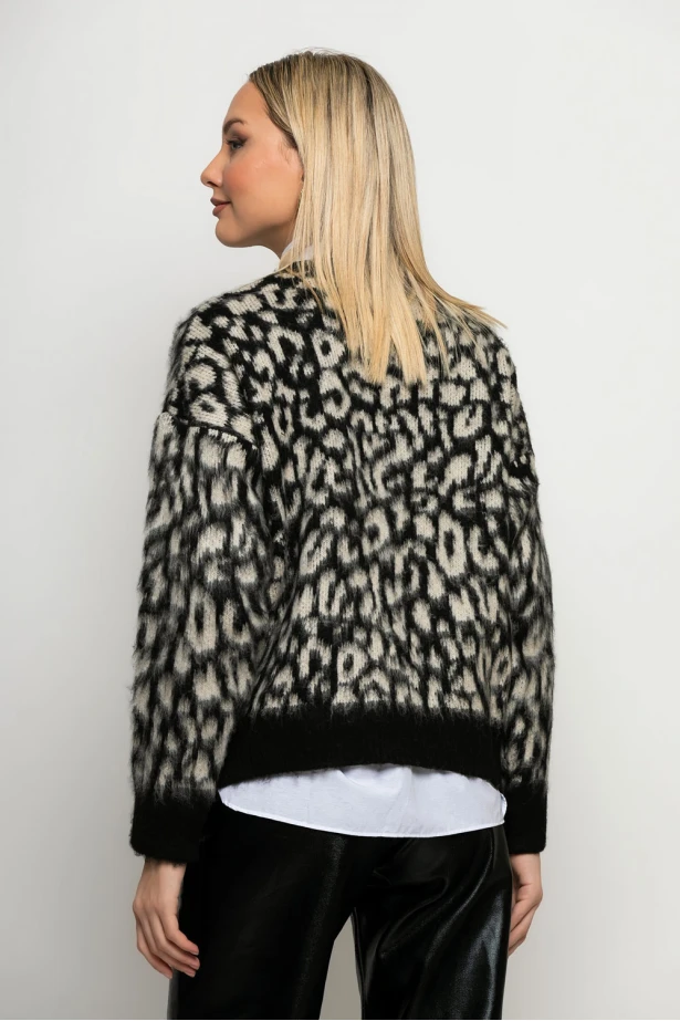 Πλεκτό leopard print μαύρο