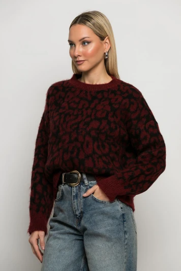 Πλεκτό leopard print ανθρακί