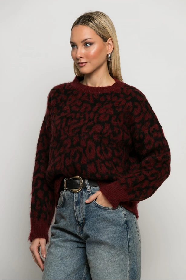 Πλεκτό leopard print κόκκινο