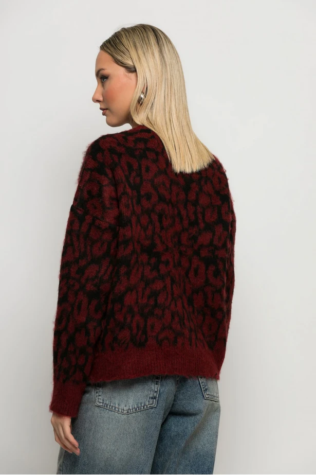 Πλεκτό leopard print κόκκινο