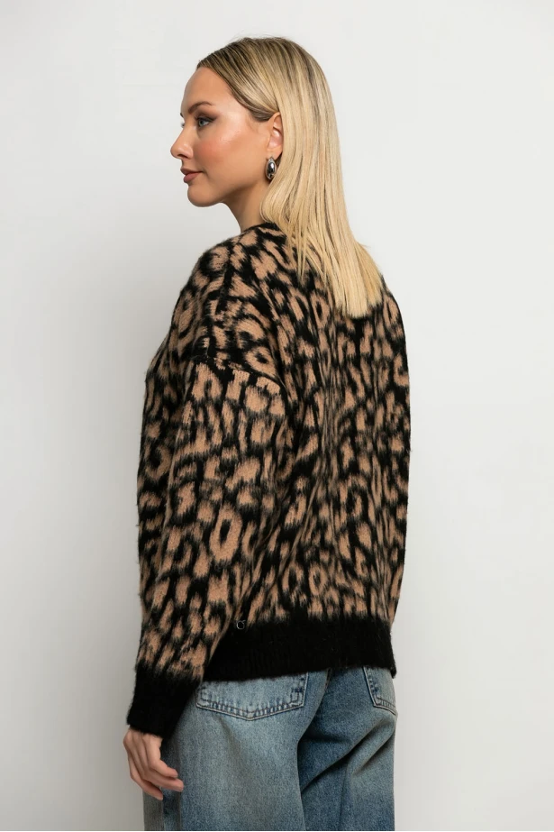 Πλεκτό leopard print μπεζ