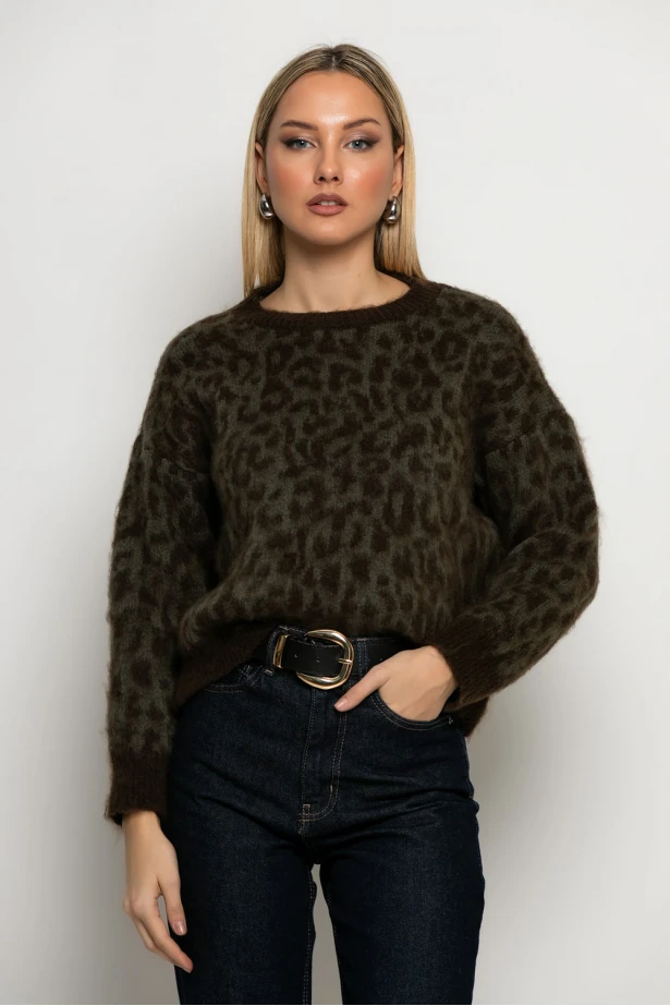 Πλεκτό leopard print καφέ
