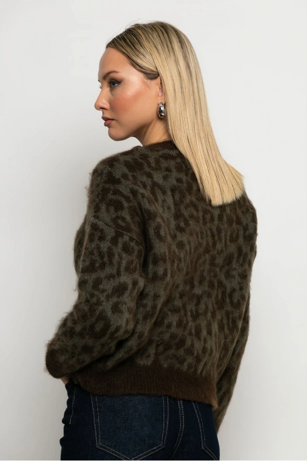 Πλεκτό leopard print καφέ