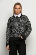 Πλεκτό leopard print ανθρακί