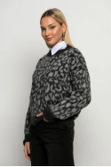 Πλεκτό leopard print ανθρακί