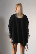 Πόντσο με κρόσια μαύρο