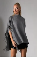 Πόντσο με κρόσια γκρι