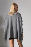 Πόντσο με κρόσια γκρι