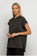 Oversized πόντσο φούτερ με άνοιγμα στο πλάι και κουκούλα χακί Oversized πόντσο φούτερ με άνοιγμα στο πλάι και κουκούλα χακί