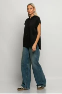 Oversized πόντσο φούτερ με άνοιγμα στο πλάι και κουκούλα μαύρο Oversized πόντσο φούτερ με άνοιγμα στο πλάι και κουκούλα μαύρο