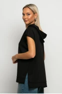 Oversized πόντσο φούτερ με άνοιγμα στο πλάι και κουκούλα μαύρο Oversized πόντσο φούτερ με άνοιγμα στο πλάι και κουκούλα μαύρο