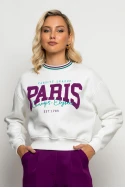Φούτερ μπλούζα με λεπτομέρεια paris λευκό