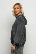 Oversized μπλούζα φούτερ με στάμπα και στρας baby ανθρακι Oversized μπλούζα φούτερ με στάμπα και στρας baby ανθρακι
