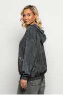 Oversized μπλούζα φούτερ με στάμπα και στρας baby ανθρακι Oversized μπλούζα φούτερ με στάμπα και στρας baby ανθρακι