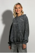 Oversized μπλούζα φούτερ με στάμπα και στρας baby ανθρακι Oversized μπλούζα φούτερ με στάμπα και στρας baby ανθρακι