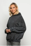 Oversized μπλούζα φούτερ με στάμπα και στρας angel ανθρακί Oversized μπλούζα φούτερ με στάμπα και στρας angel ανθρακί