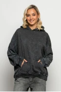 Oversized μπλούζα φούτερ με στάμπα και στρας angel ανθρακί Oversized μπλούζα φούτερ με στάμπα και στρας angel ανθρακί