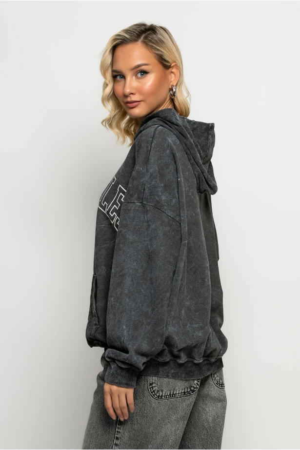 Oversized μπλούζα φούτερ με στάμπα los angeles ανθρακί Oversized μπλούζα φούτερ με στάμπα los angeles ανθρακί