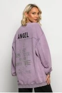 Oversized μπλούζα με στάμπα angel και στρας σάπιο μήλο