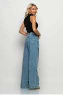 Jean loose fit wide leg με ανοίγματα μπλε Jean loose fit wide leg με ανοίγματα μπλε