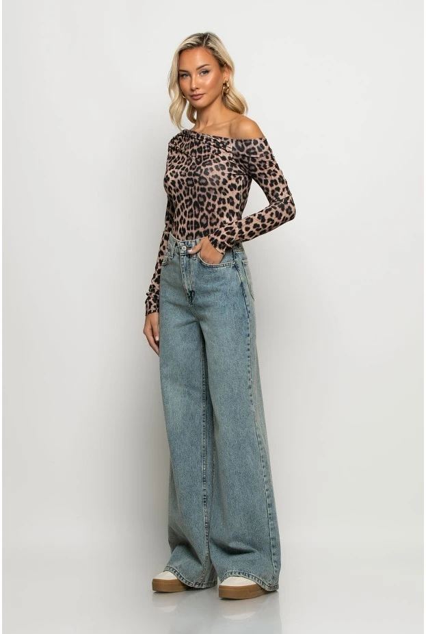 Jean wide leg μπλε
